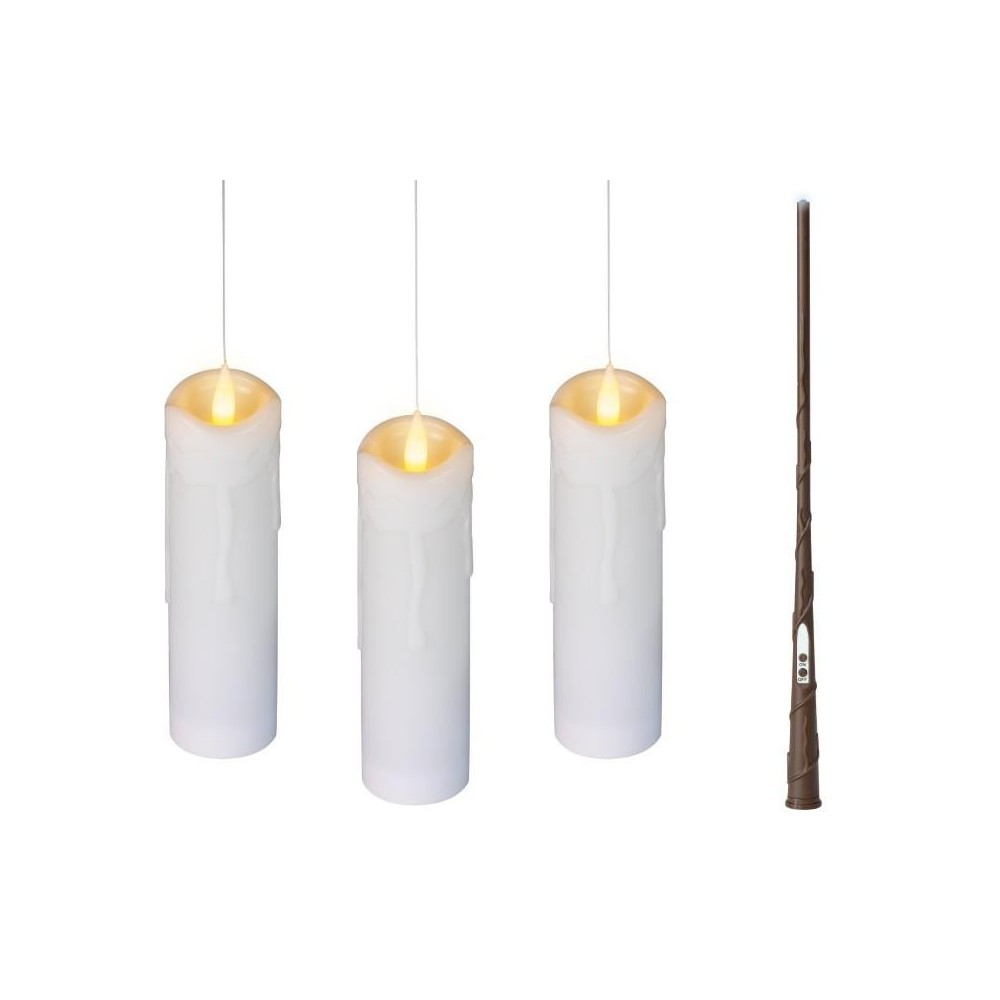 CANDELE FLUTTUANTI 3 LED CON BACCHETTA MAGICA H.19